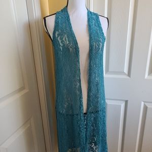 GORGEOUS BLUE LULAROE DUSTER, SIZE XS